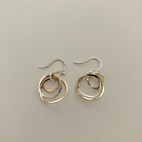 Mark Steel Triple Hoop Earrings, Sterling Silver & Gold-Filled, NWT, made in USA - Picture 2 of 6